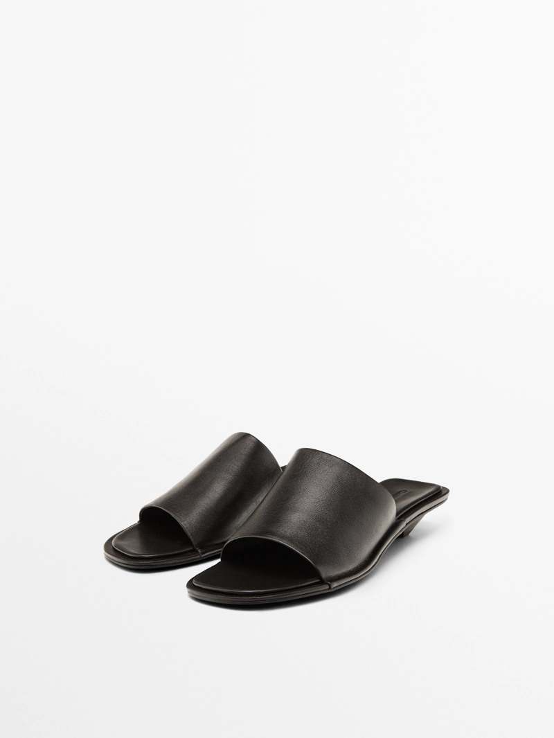 Шлепанцы на высоком каблуке из мягкой кожи овечьей massimo dutti