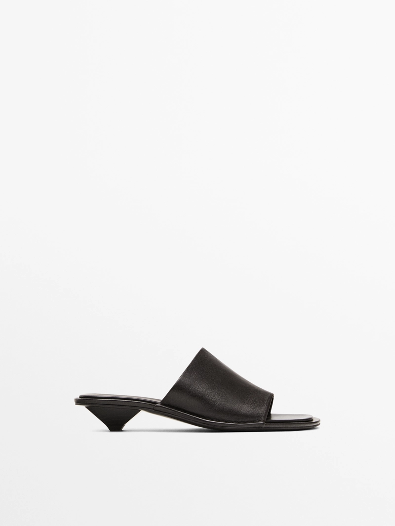 Шлепанцы на высоком каблуке из мягкой кожи овечьей massimo dutti