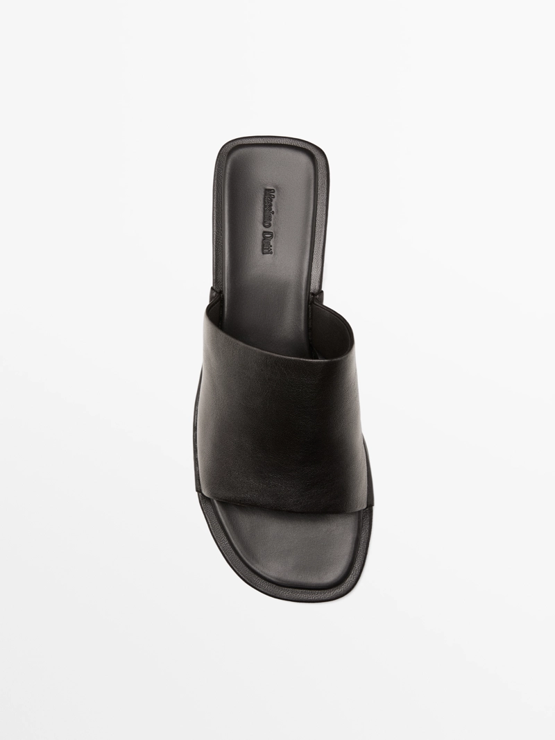 Шлепанцы на высоком каблуке из мягкой кожи овечьей massimo dutti