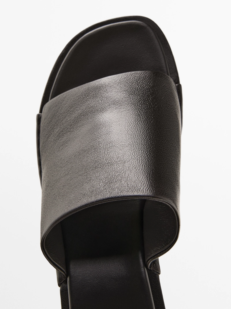 Шлепанцы на высоком каблуке из мягкой кожи овечьей massimo dutti