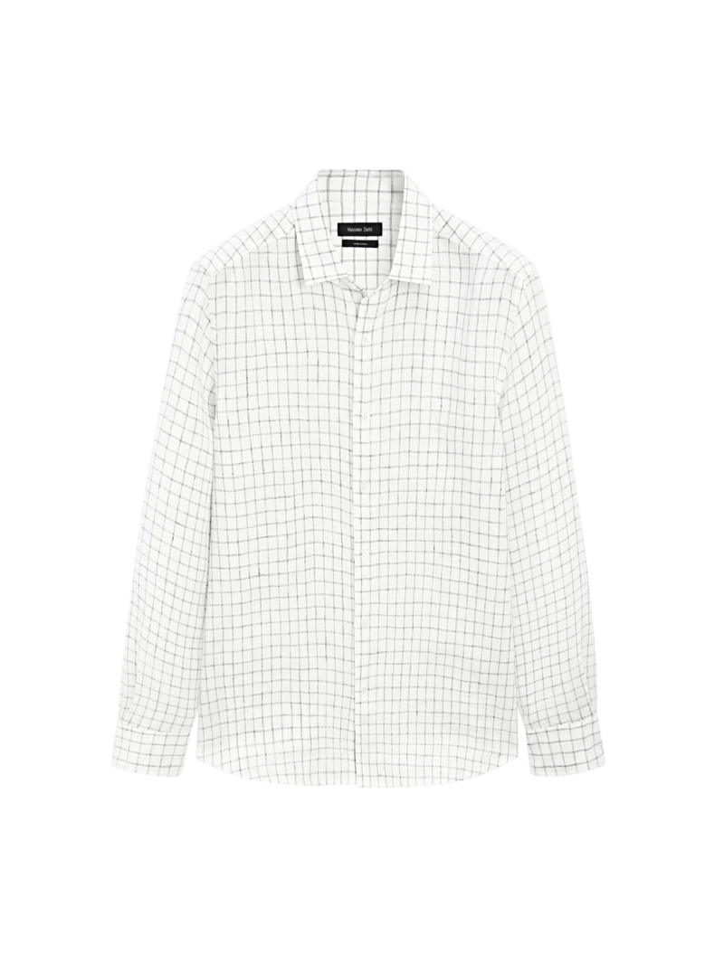 Рубашка с льняной клетчатой рубашкой regular-fit