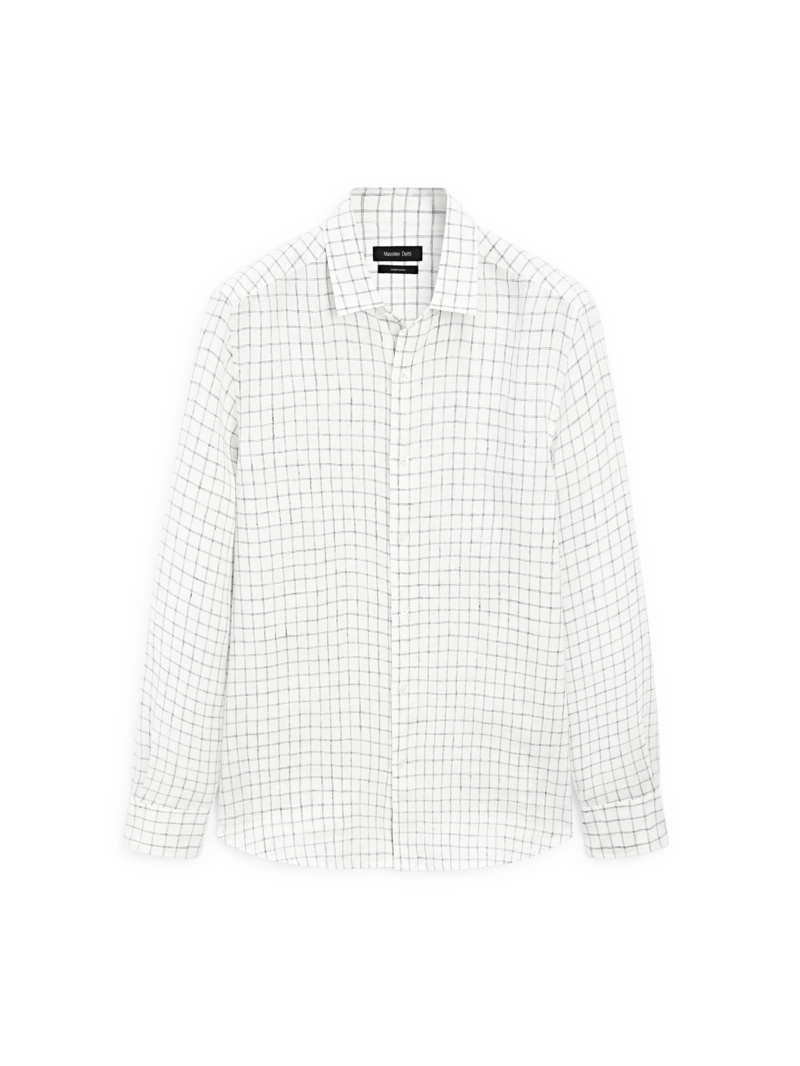 Рубашка с льняной клетчатой рубашкой regular-fit