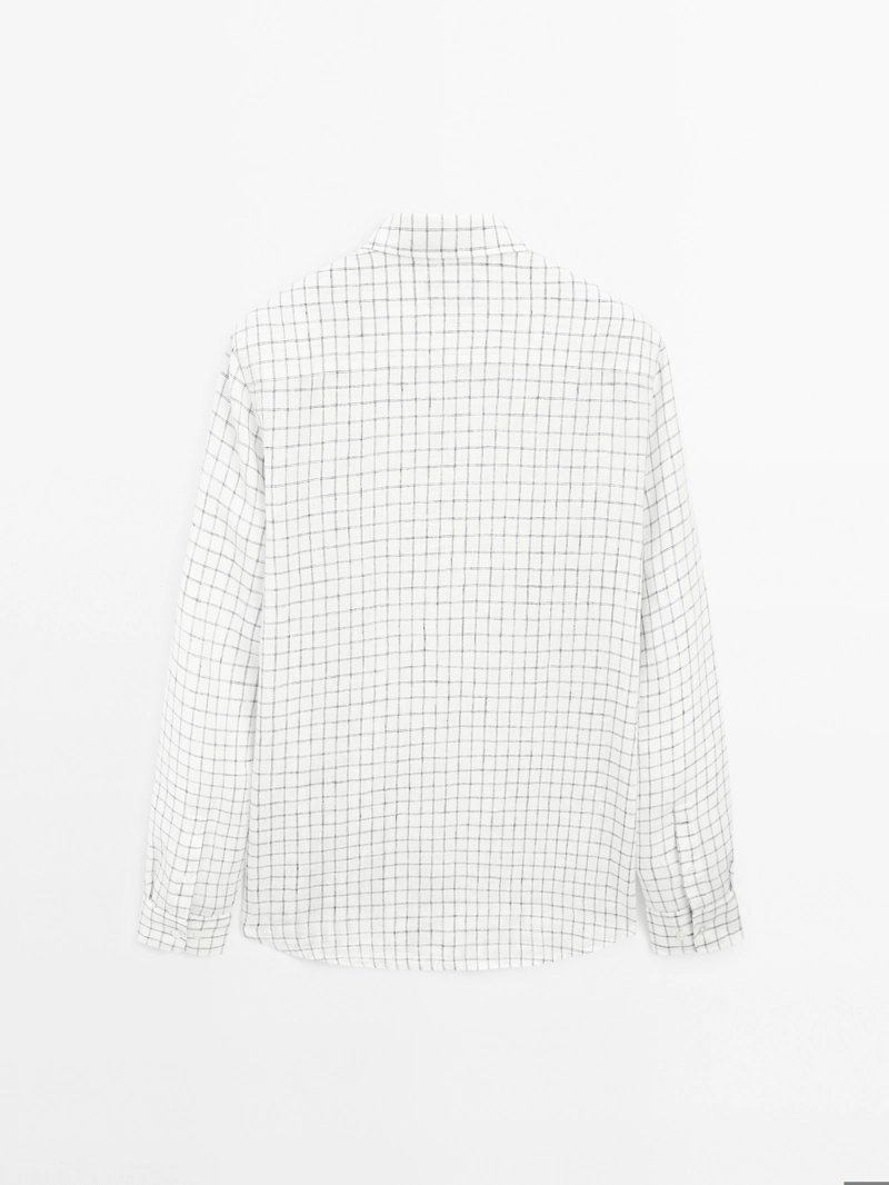 Рубашка с льняной клетчатой рубашкой regular-fit