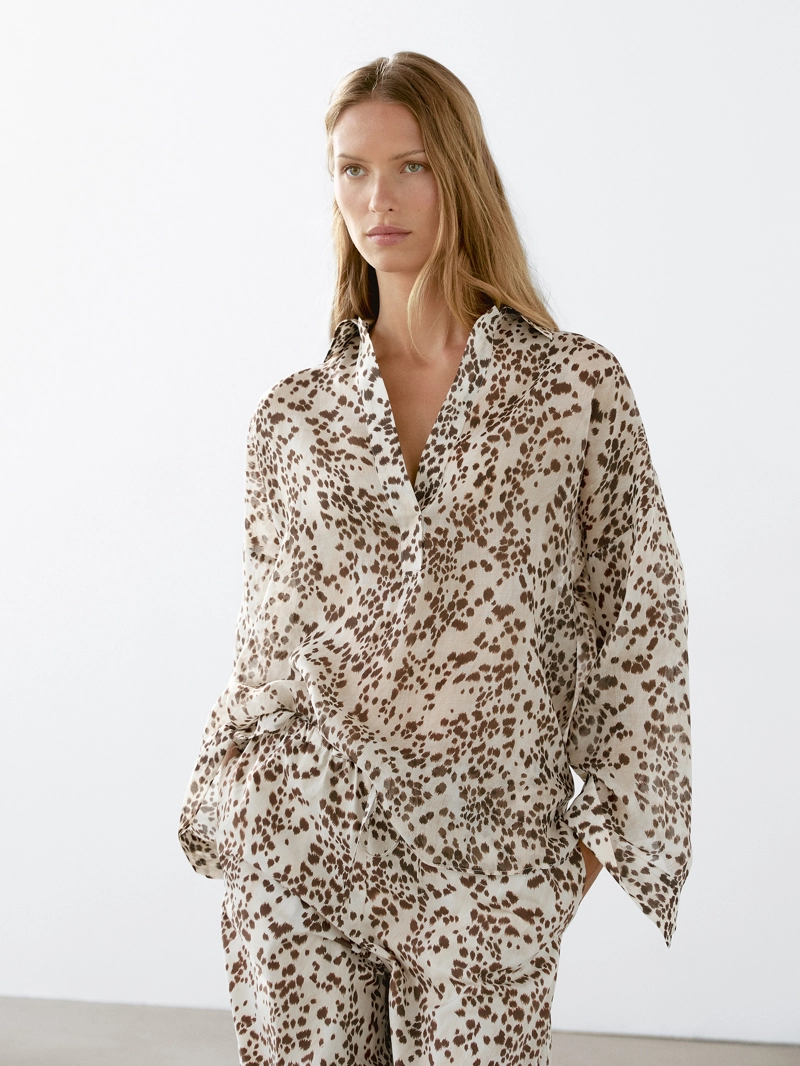 Блуза с животным принтом oversize