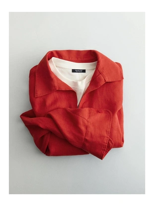 Рубашка с длинным рукавом из 100% льна- Заказать в России