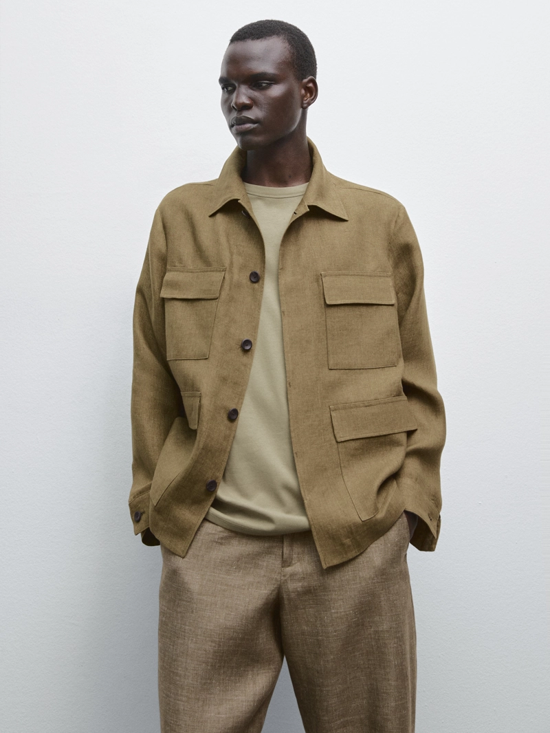 Пиджак overshirt с карманами из 100% льна