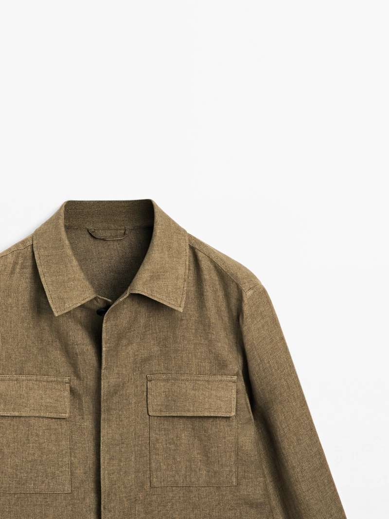 Пиджак overshirt с карманами из 100% льна