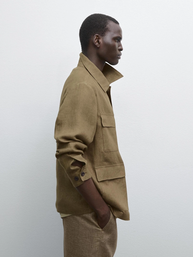 Пиджак overshirt с карманами из 100% льна