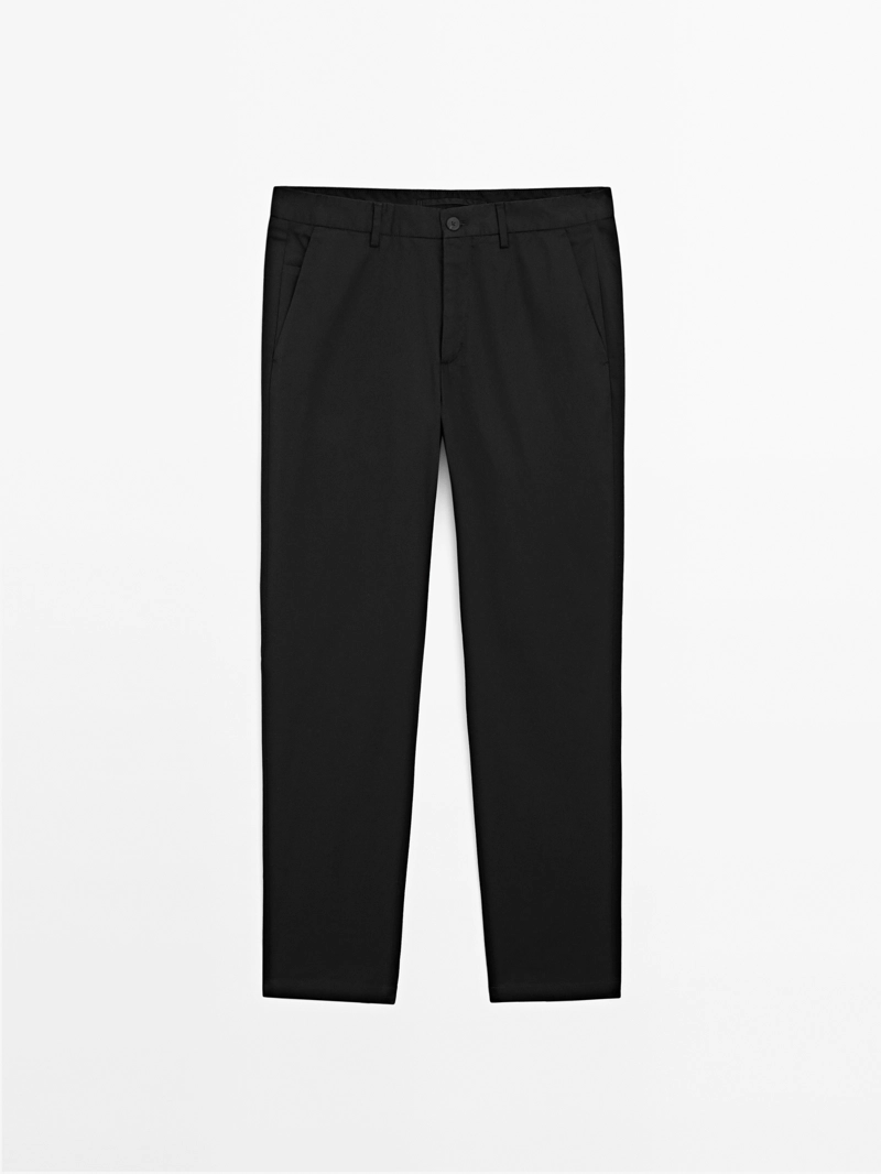 Хлопковые брюки в зауженном крое из смеси тканей