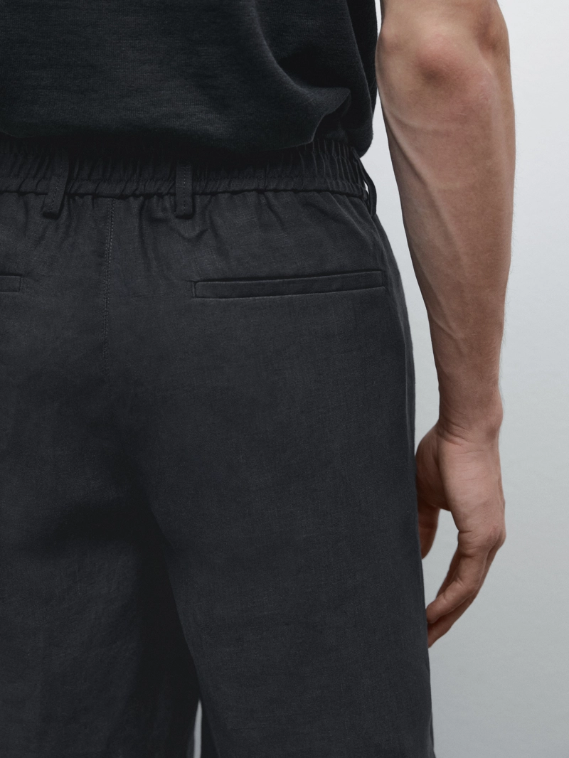 Бермуды из льна с полуприталенным кроем semi-jogger