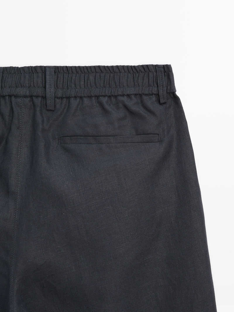Бермуды из льна с полуприталенным кроем semi-jogger