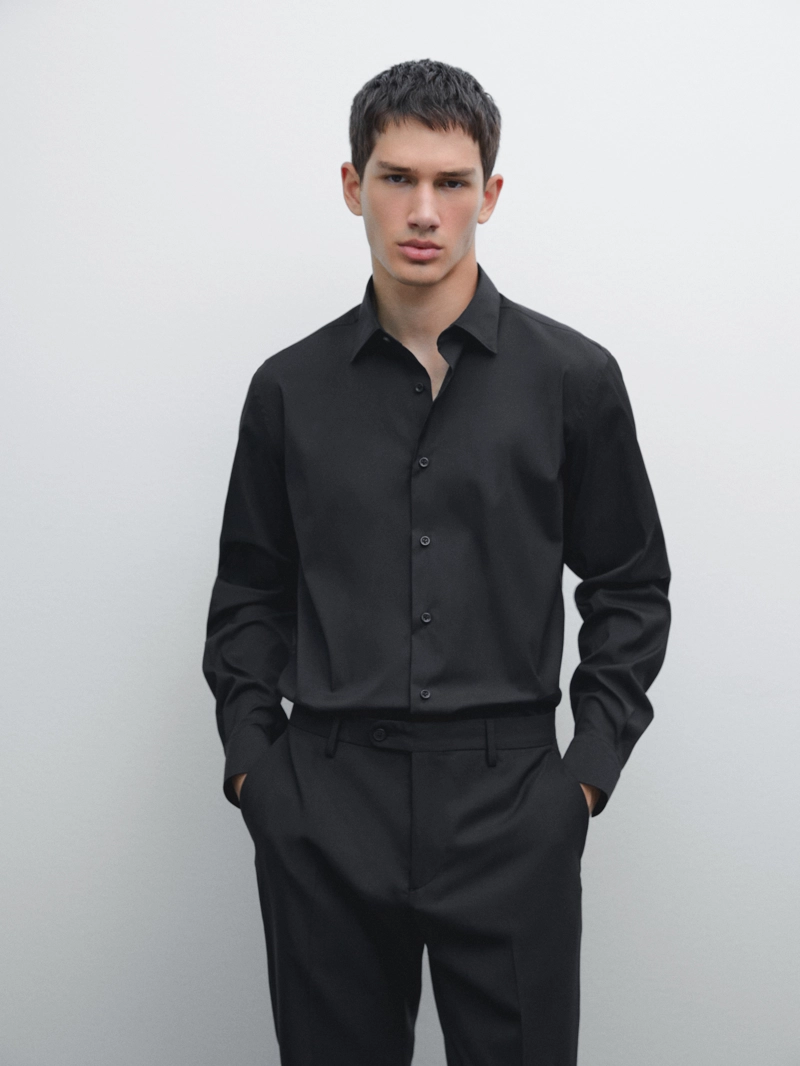 Рубашка slim fit с эластичностью