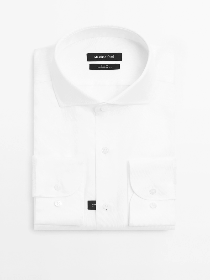 Рубашка из хлопка 100% slim fit твил