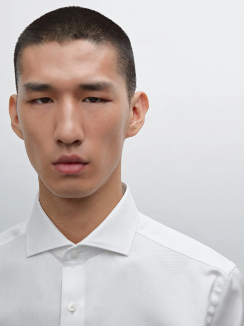 Рубашка из хлопка 100% slim fit твил