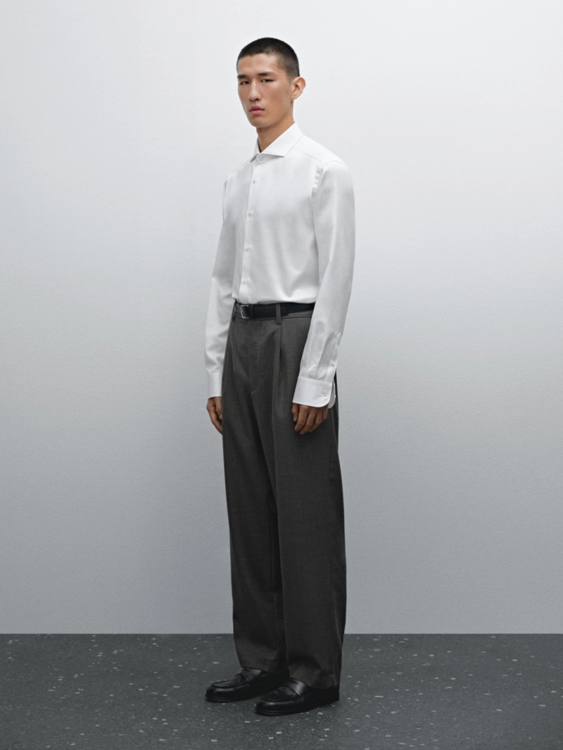Рубашка из хлопка 100% slim fit твил