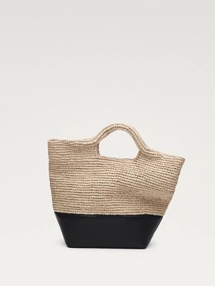 Сумка из натурального плетеного рафии с кожаным основанием- Заказать в России