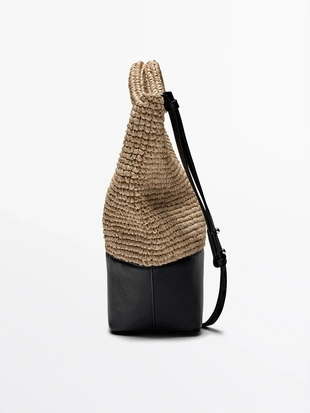 Сумка из натурального плетеного рафии с кожаным основанием- Заказать в России