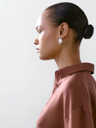 Рубашка из плиссированной смесовой ткани- Заказать в России