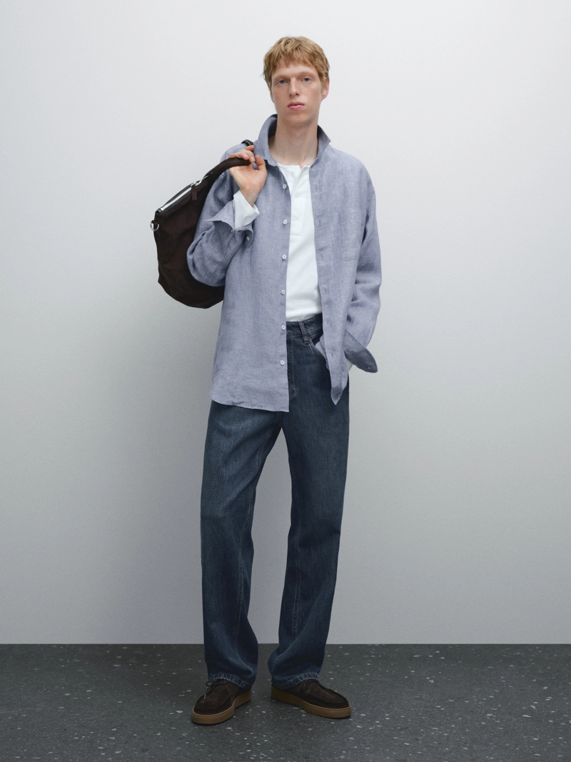 Рубашка regular fit из 100% льна
