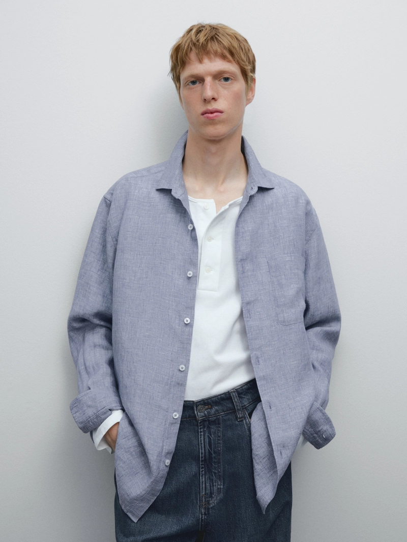 Рубашка regular fit из 100% льна
