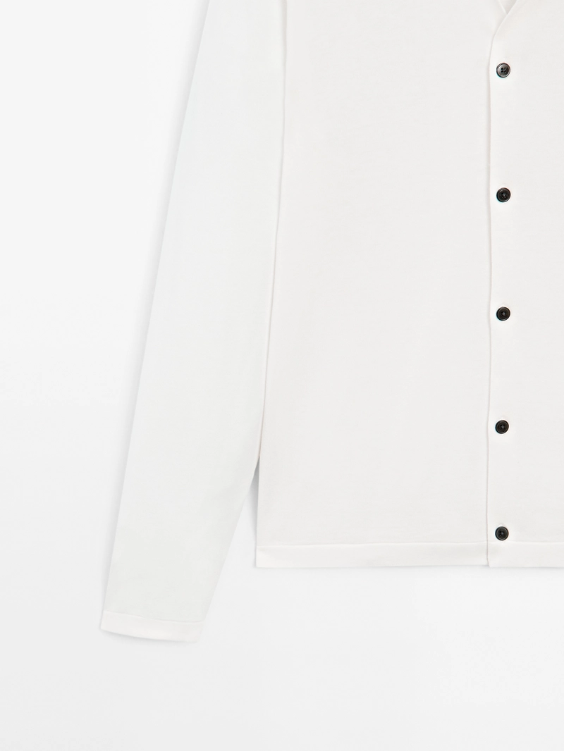 Кардиган с высоким воротником из хлопкового микса