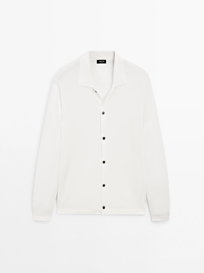 Кардиган с высоким воротником из хлопкового микса