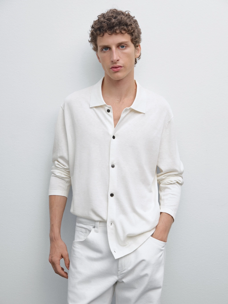 Кардиган с высоким воротником из хлопкового микса