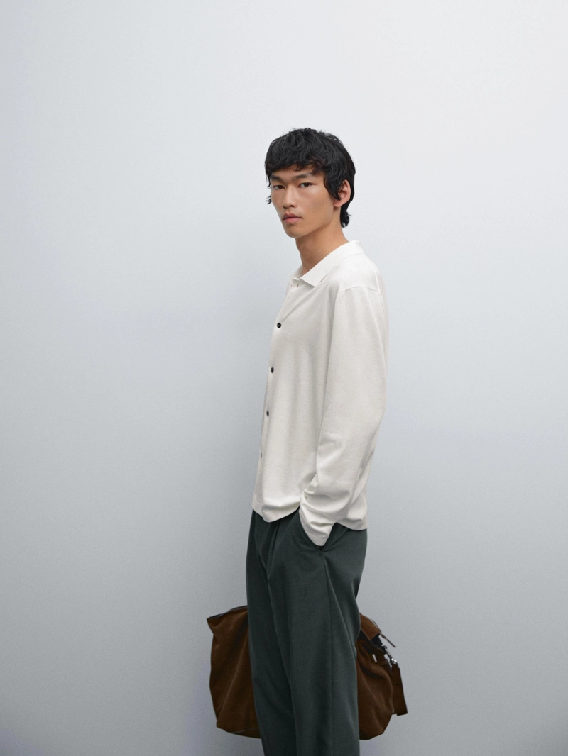 Кардиган с высоким воротником из хлопкового микса