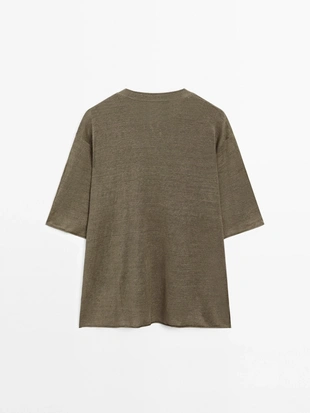 Свитер с короткими рукавами из льна одноразмерный- Заказать в России