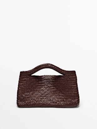 Сумка полуматовая кожаная с оплеткой- Заказать в России