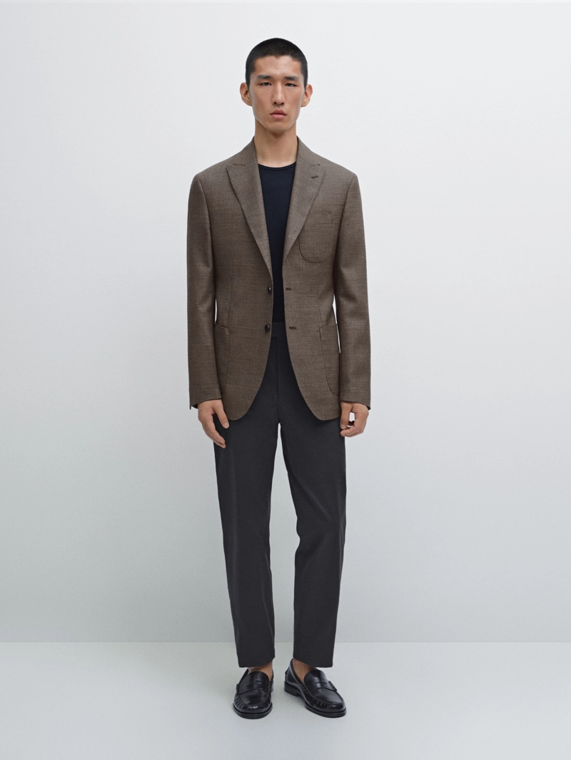 Брюки из хлопково-шерстяной смеси в стиле slim fit