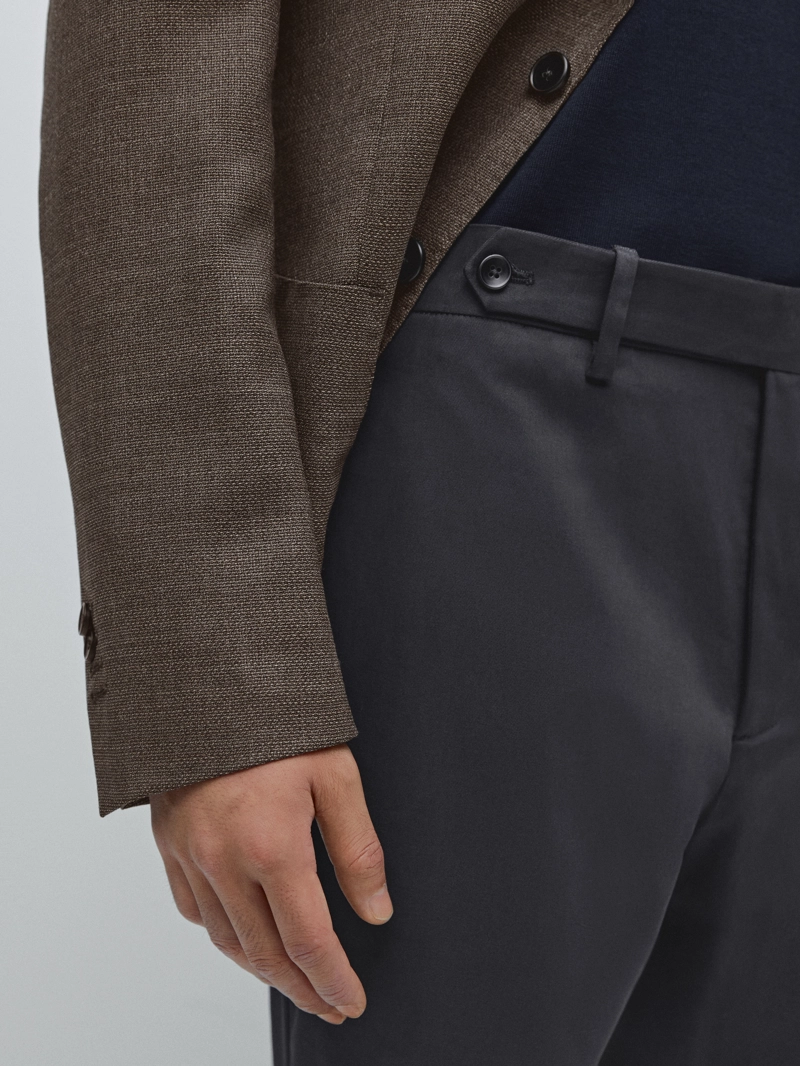 Брюки из хлопково-шерстяной смеси в стиле slim fit