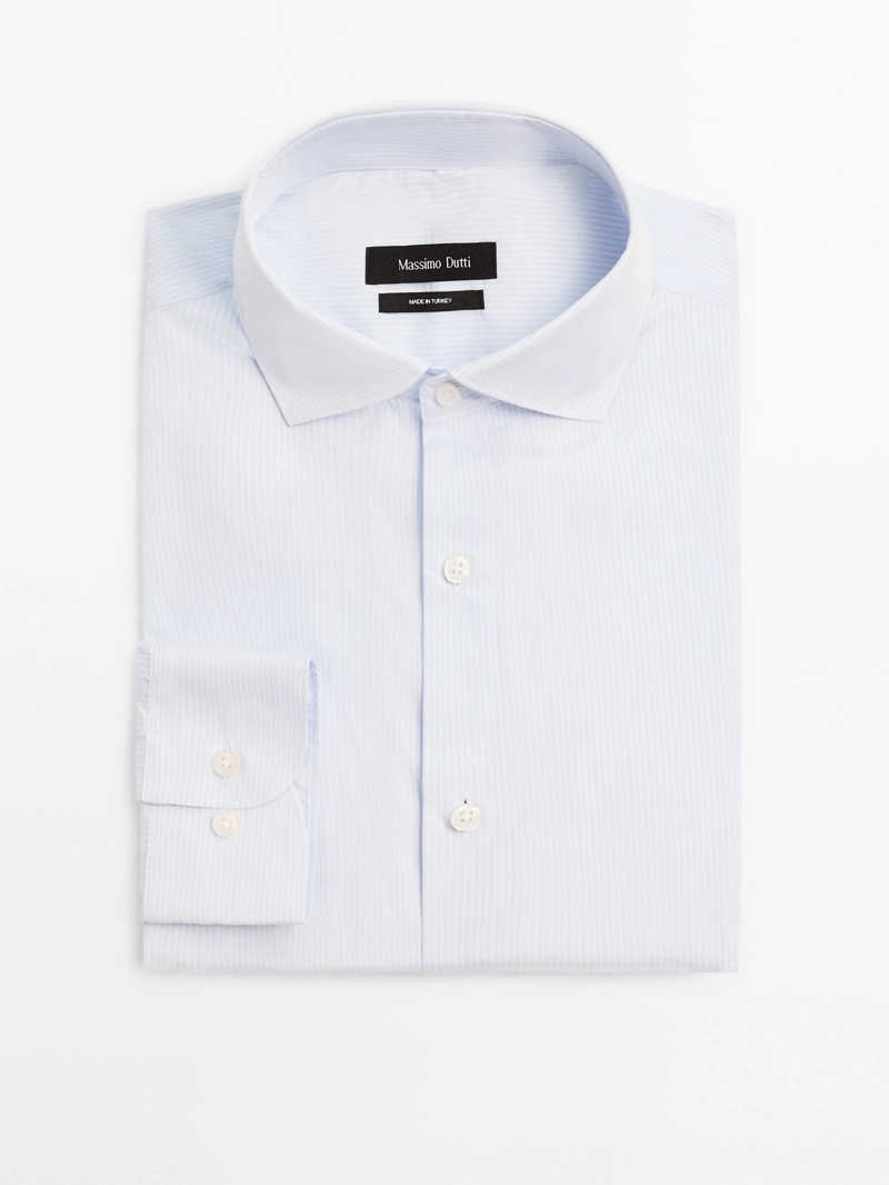 Рубашка в полоску slim fit 100% хлопок