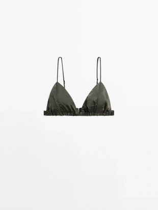 Бюстгальтер-треугольник из атласа с эластичной отделкой - STUDIO- Заказать в России