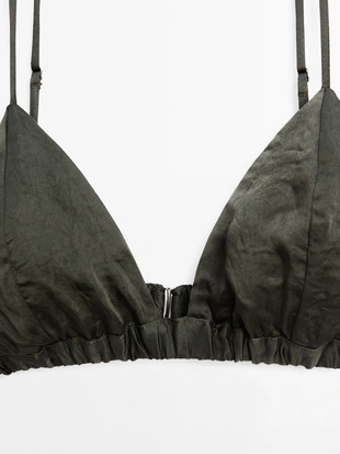 Бюстгальтер-треугольник из атласа с эластичной отделкой - STUDIO- Заказать в России