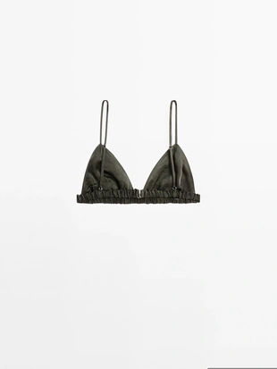 Бюстгальтер-треугольник из атласа с эластичной отделкой - STUDIO- Заказать в России