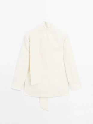 100% льняной укороченный жакет с деталями в виде шарфа - STUDIO- Заказать в России