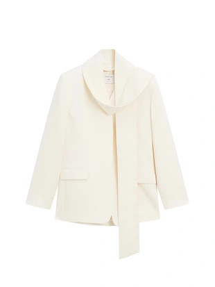 100% льняной укороченный жакет с деталями в виде шарфа - STUDIO- Заказать в России