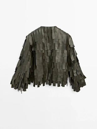 Куртка из овечьей кожи с отделкой бахромой - STUDIO- Заказать в России