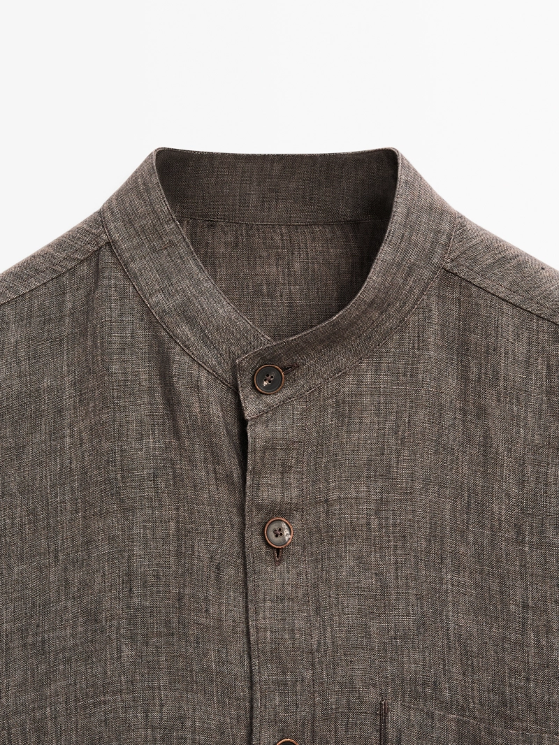 Рубашка overshirt свободного кроя с стойким воротником