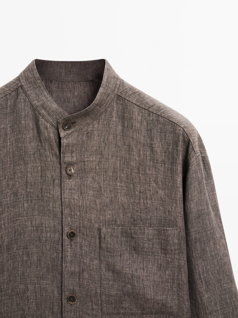 Рубашка overshirt свободного кроя с стойким воротником