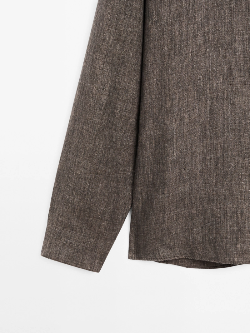 Рубашка overshirt свободного кроя с стойким воротником