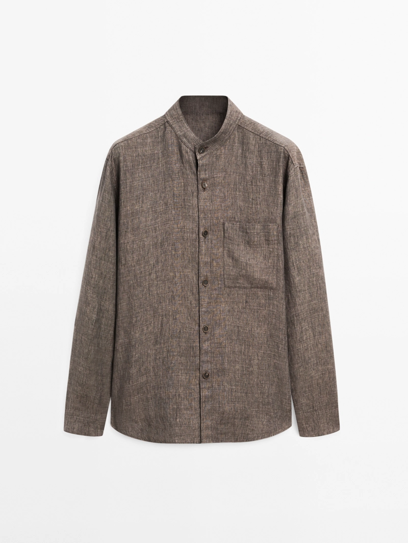 Рубашка overshirt свободного кроя с стойким воротником