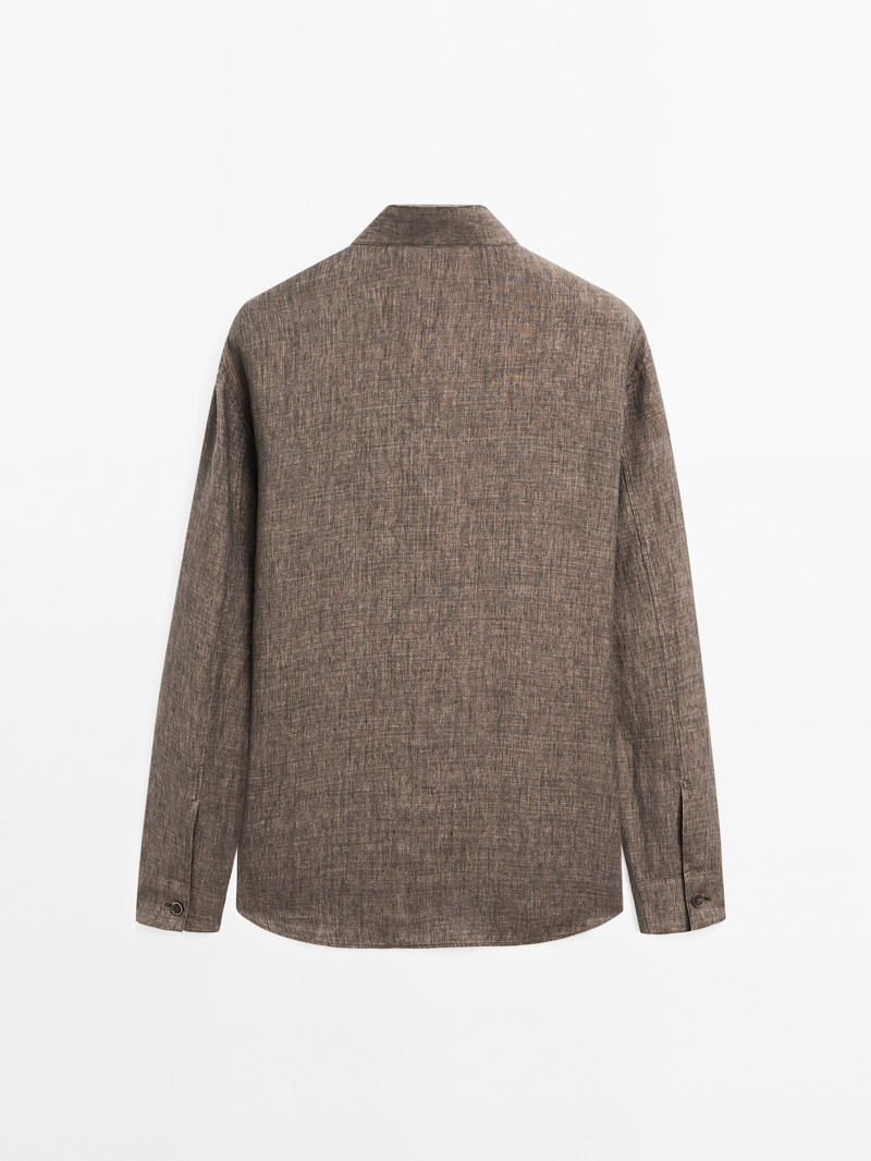 Рубашка overshirt свободного кроя с стойким воротником