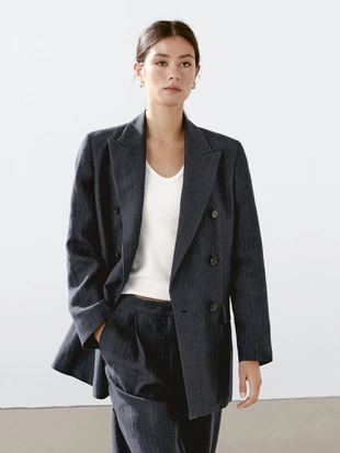 Пиджак из льняной смеси с полосатым узором- Заказать в России