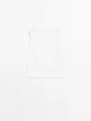 Блузка из 100% льна с деталями швов- Заказать в России