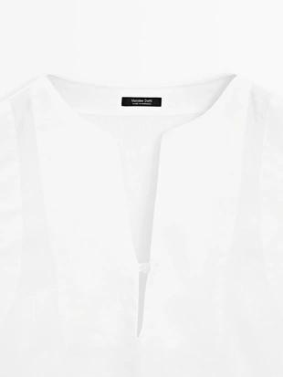 Блузка из 100% льна с деталями швов- Заказать в России