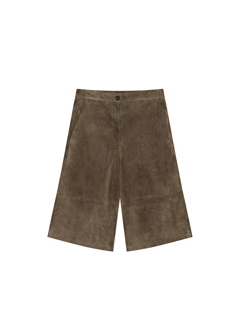 Длинные замшевые кожаные бермуды