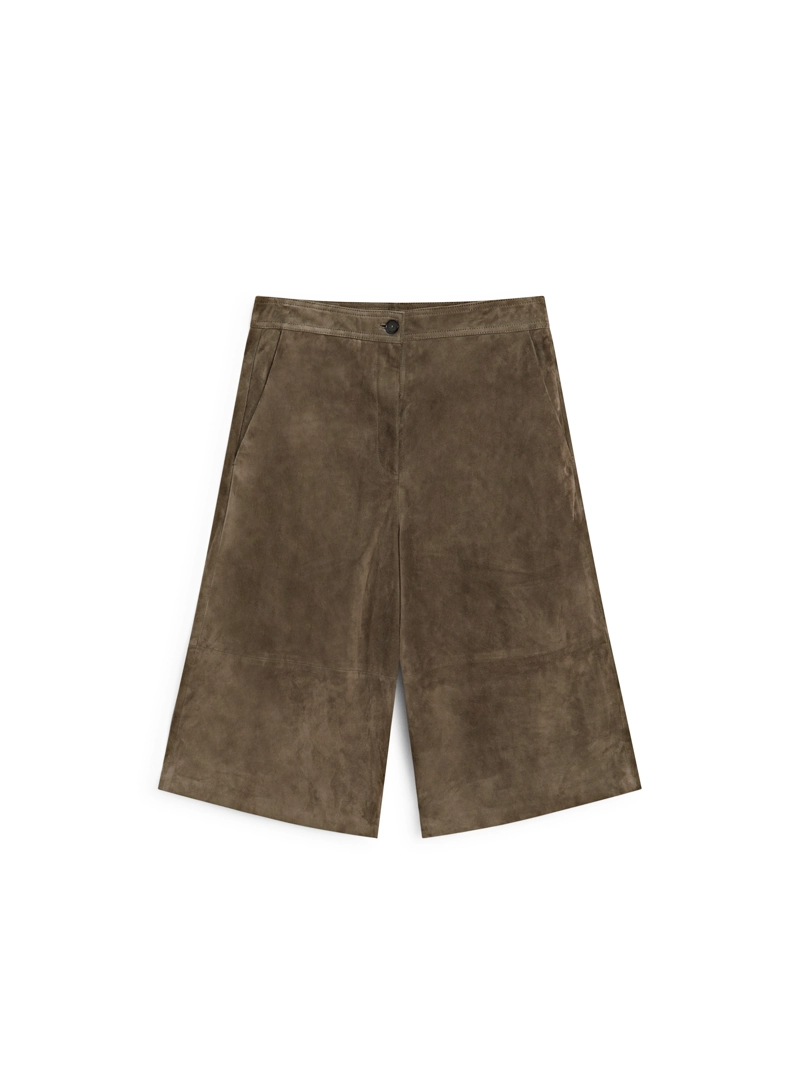 Длинные замшевые кожаные бермуды