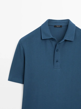 INDIGO|0600/155 - Massimo Dutti Поло с коротким рукавом и текстурой